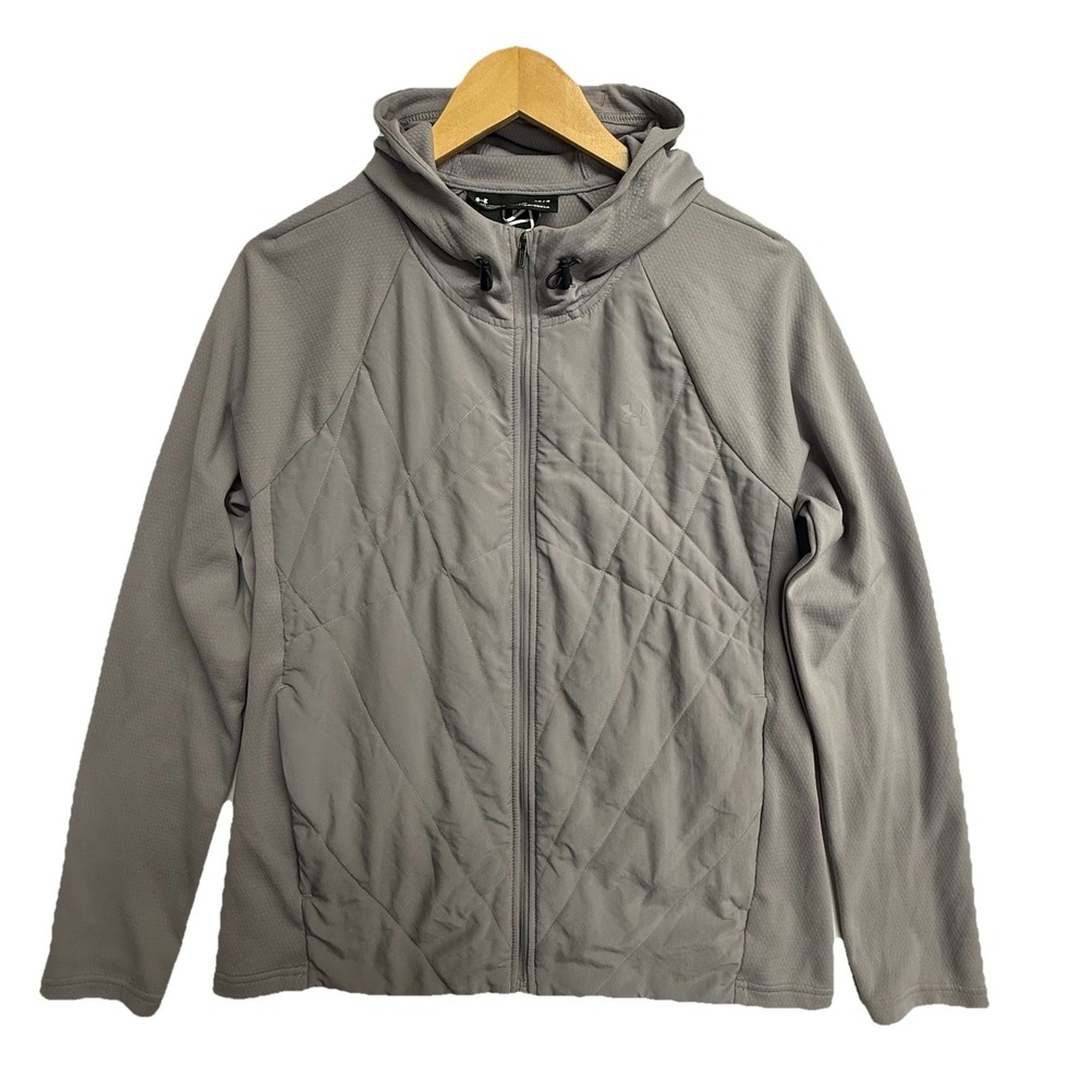 Under Armour Hooded Jacket Womens L Light Purple Quilted Hybrid Full Zip